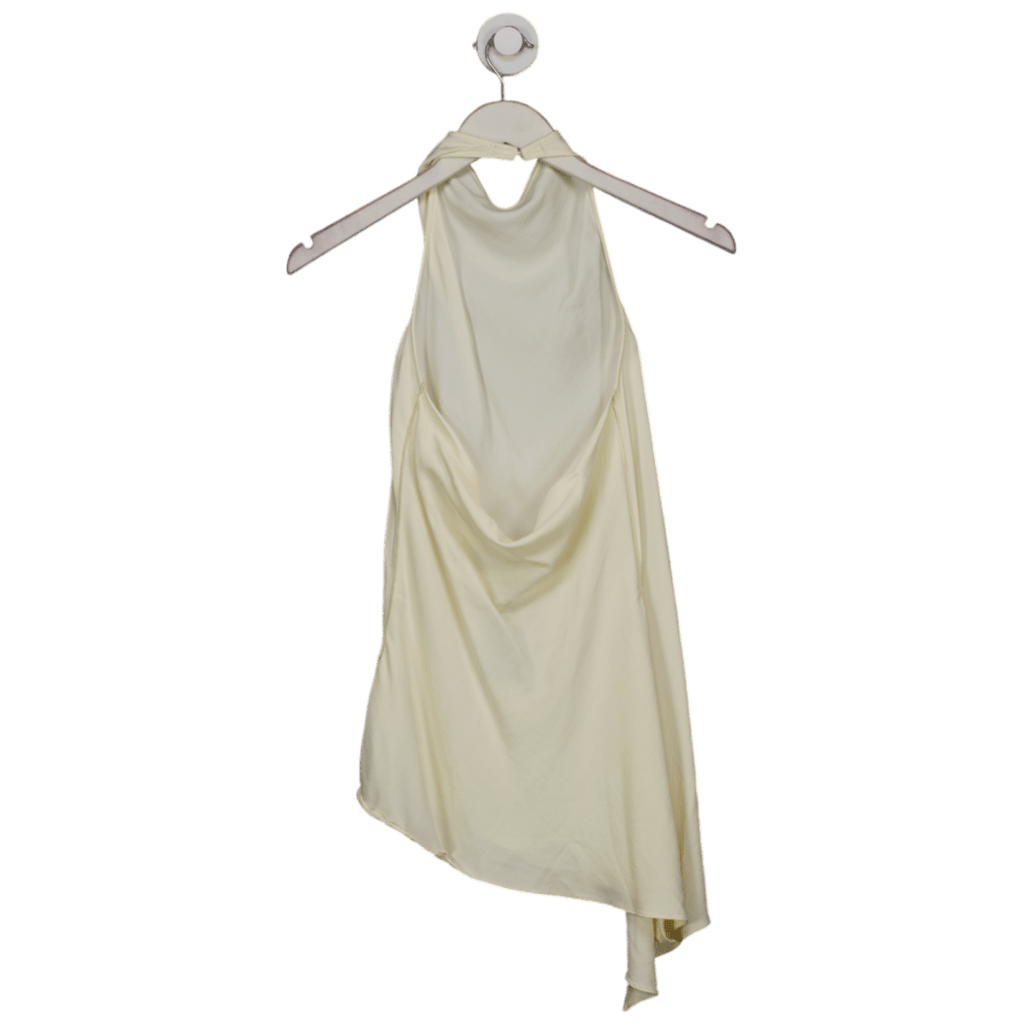 ZARA Cream Halter Neck Backless Asymmetric Top UK XS - Reliked