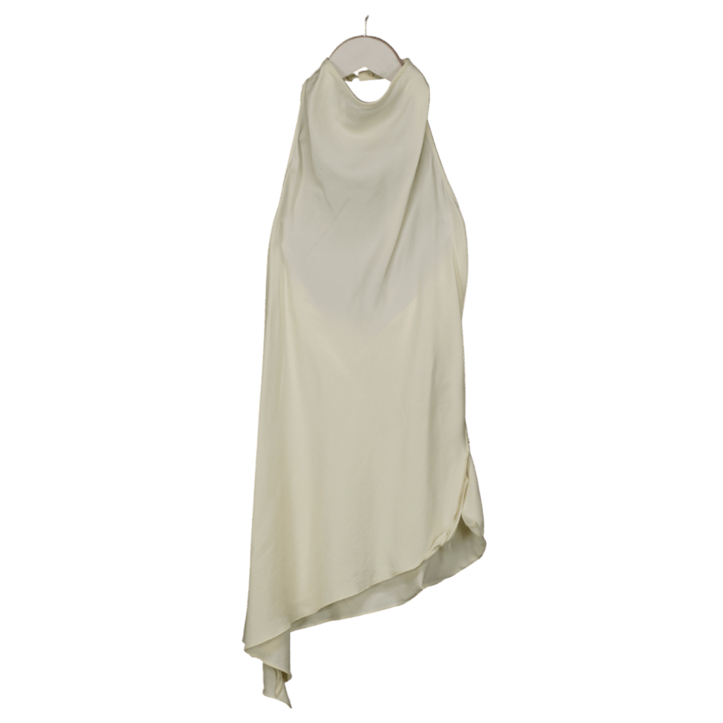 ZARA Cream Halter Neck Backless Asymmetric Top UK XS - Reliked