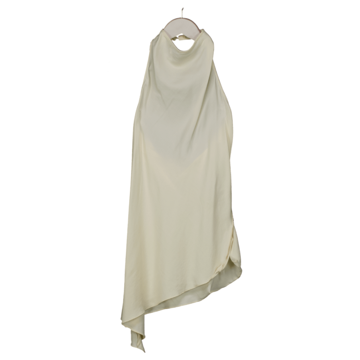 ZARA Cream Halter Neck Backless Asymmetric Top UK XS - Reliked