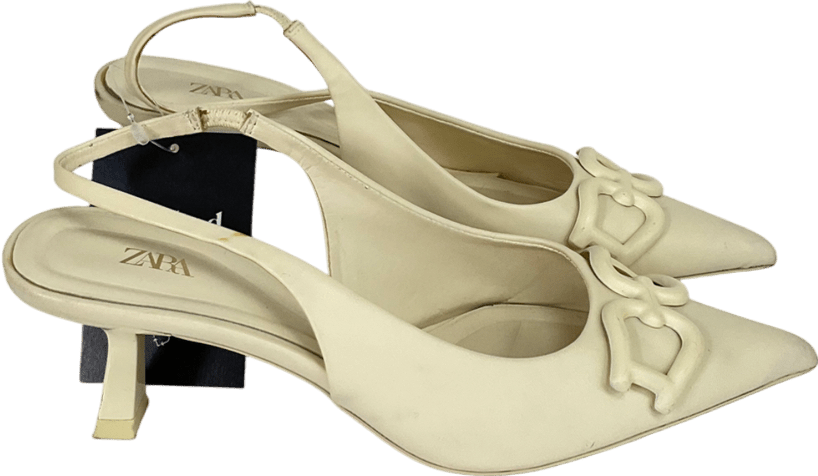 ZARA Cream High Heeled Slingback Shoes UK 3 EU 36 👠 - Reliked