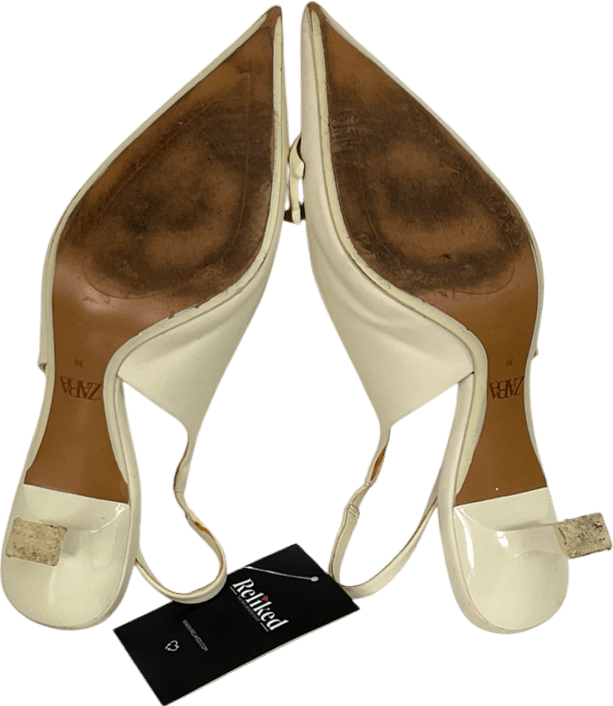 ZARA Cream High Heeled Slingback Shoes UK 3 EU 36 👠 - Reliked
