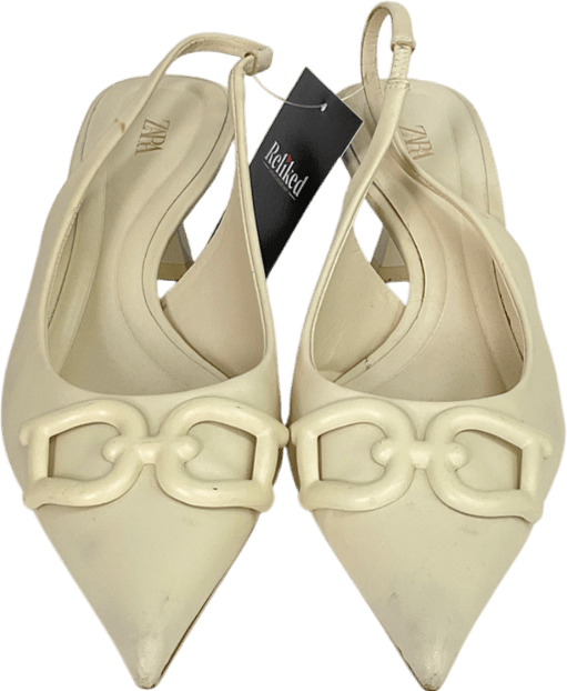 ZARA Cream High Heeled Slingback Shoes UK 3 EU 36 👠 - Reliked