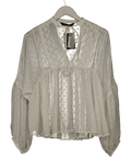 ZARA Cream Lace Trim Boho Top UK XS - Reliked