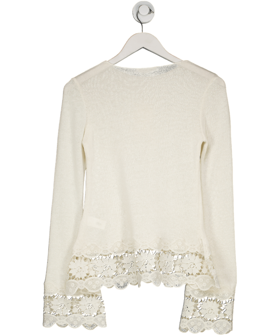 ZARA Cream Lace Trim Knit Jumper UK S - Reliked