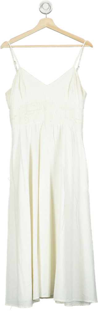 ZARA Cream Linen Blend Dress UK L - Reliked