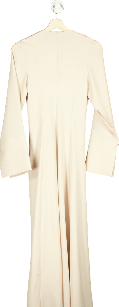 Zara Cream Long Sleeve Midi Dress UK S - Reliked