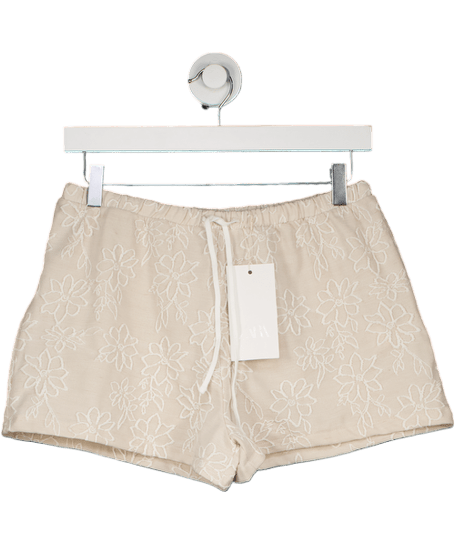 ZARA Cream Rustic Jacquard Shorts UK M - Reliked