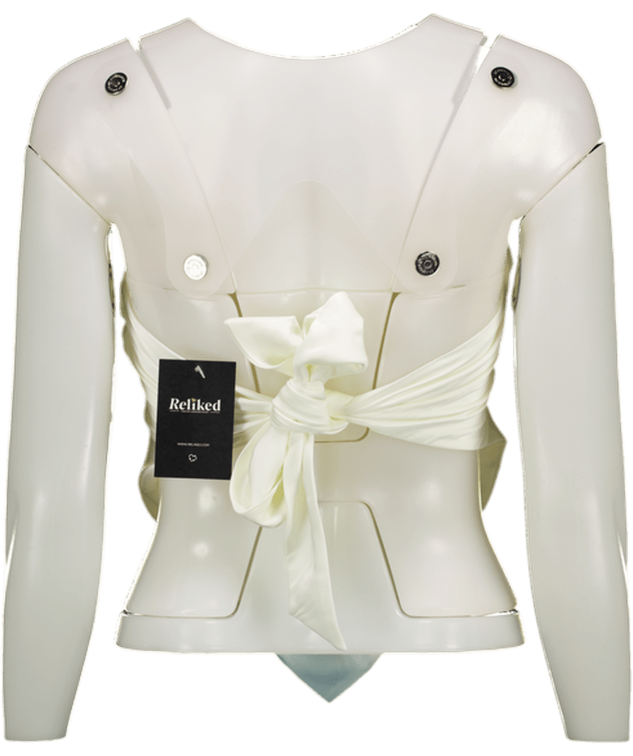 ZARA Cream Satin Halter Tie Back Top UK S - Reliked