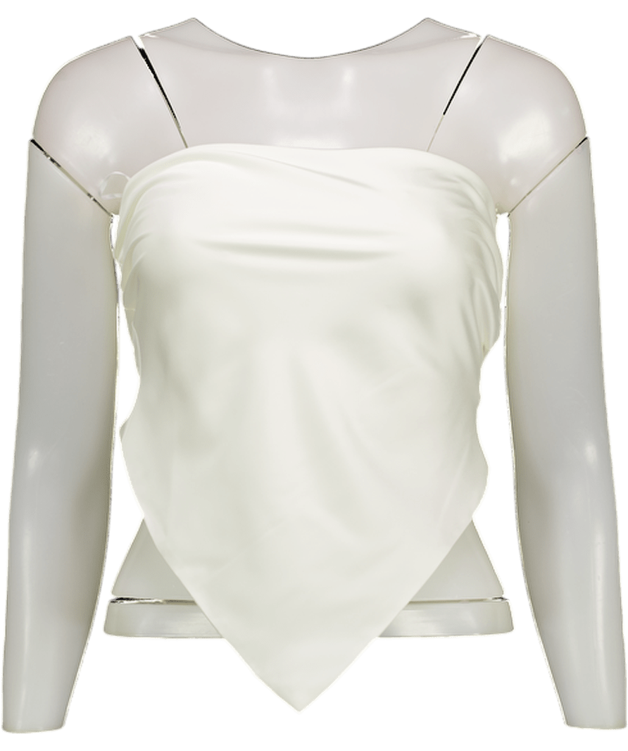 ZARA Cream Satin Halter Tie Back Top UK S - Reliked