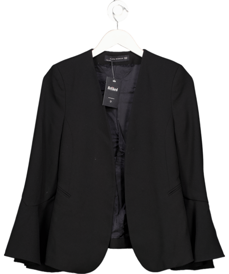 ZARA Flare Bell Sleeve Black Blazer UK XS - Reliked