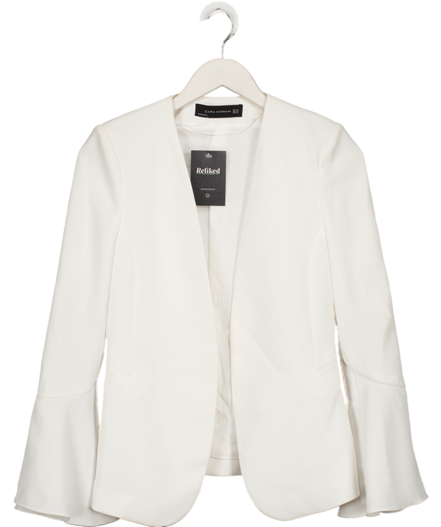 ZARA Flare Bell Sleeve White Blazer UK XS - Reliked