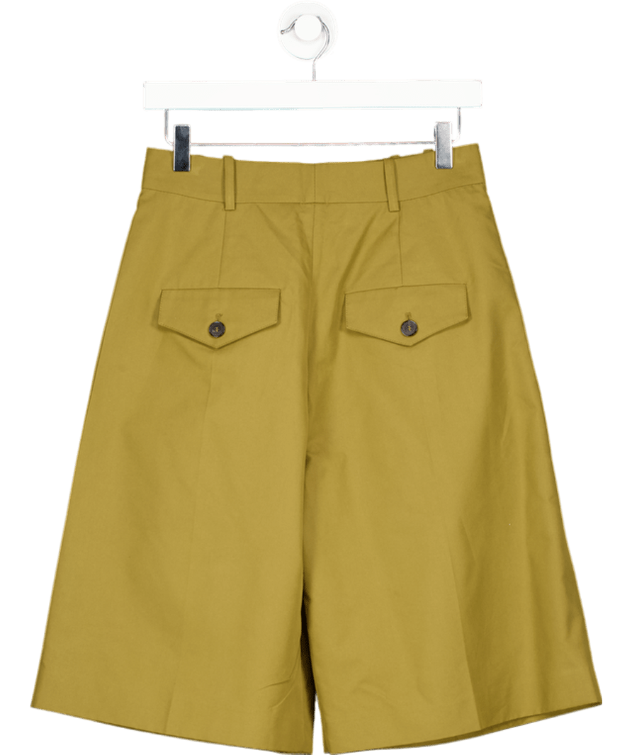 ZARA Green Cotton Shorts With Tucks UK XS - Reliked