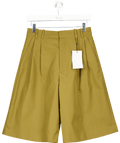 ZARA Green Cotton Shorts With Tucks UK XS - Reliked