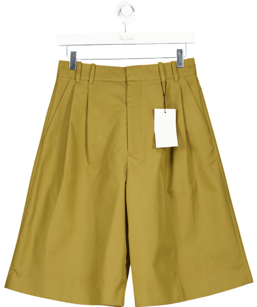 ZARA Green Cotton Shorts With Tucks UK XS - Reliked