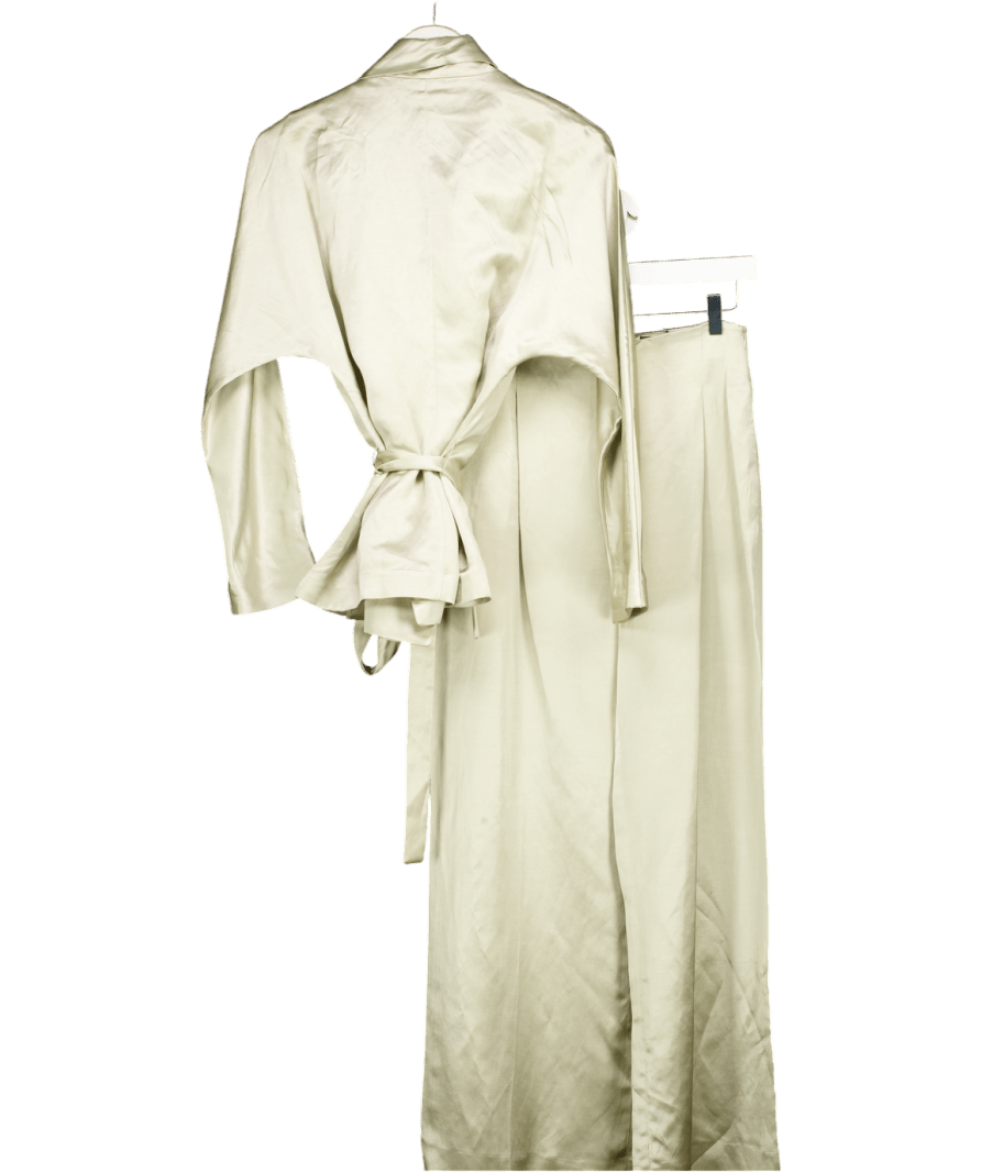 ZARA Green Limited Edition Satin Belted Blazer And Trouser UK XS - Reliked