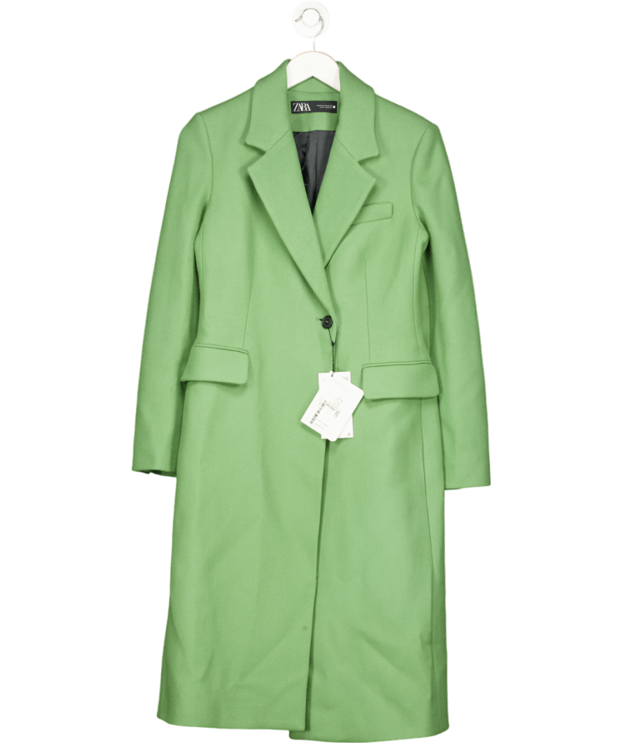 ZARA Green Manteco Italian Wool Coat UK XS - Reliked