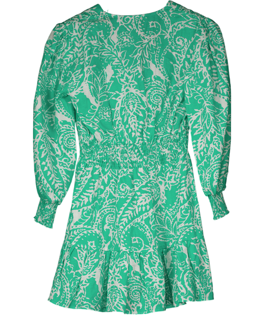 ZARA Green / White Floral Cotton / Linen Blend Dress UK XS - Reliked ZARA Green / White Floral Cotton / Linen Blend Dress UK XS - Reliked