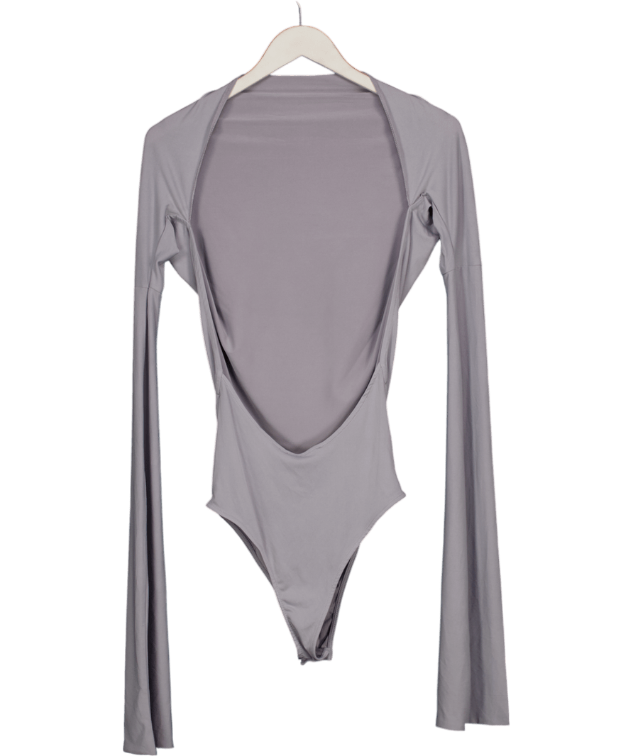 ZARA Grey Backless Long Sleeved Bodysuit UK S - Reliked
