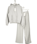ZARA Grey Basic Hoodie And Wide Leg Plush Trousers Set UK M - Reliked