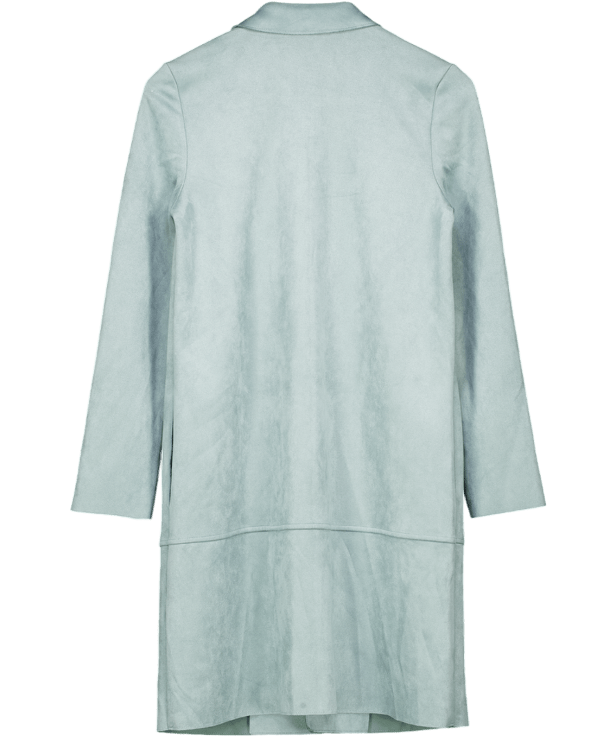 ZARA Grey / Blue Faux Suede Longline Jacket UK XS - Reliked