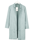 ZARA Grey / Blue Faux Suede Longline Jacket UK XS - Reliked