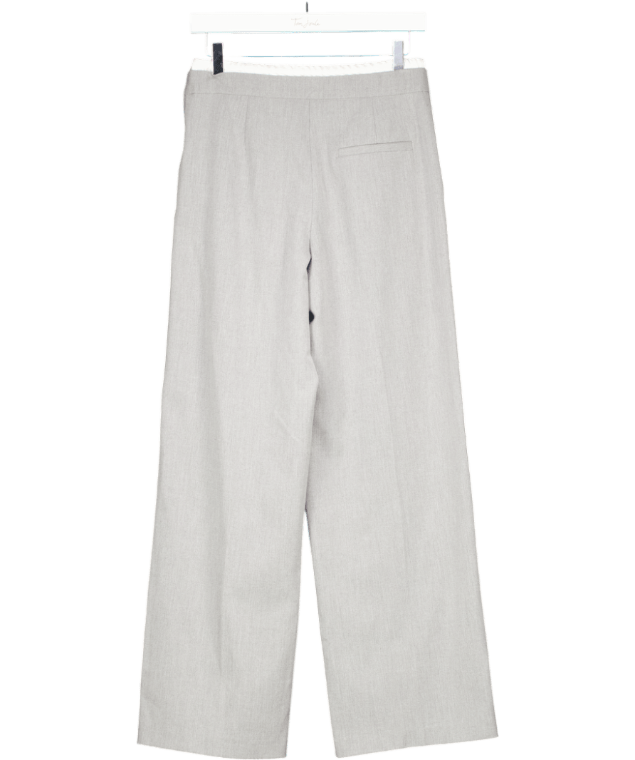 ZARA Grey Contrast Waistband Drawstring Wide Leg Trousers UK XS - Reliked