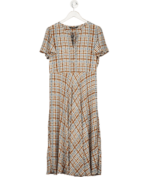 ZARA Grey Premium Collection Flowy Plaid Checked Midi Dress UK S