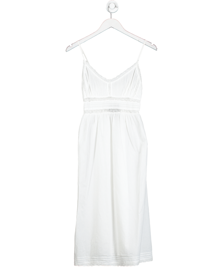 ZARA Home White Cotton Dress With Lace Insets UK M - Reliked