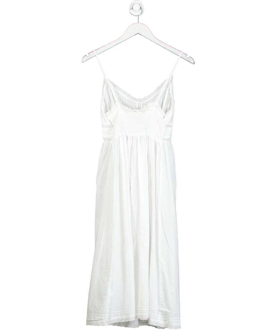 ZARA Home White Cotton Dress With Lace Insets UK M - Reliked