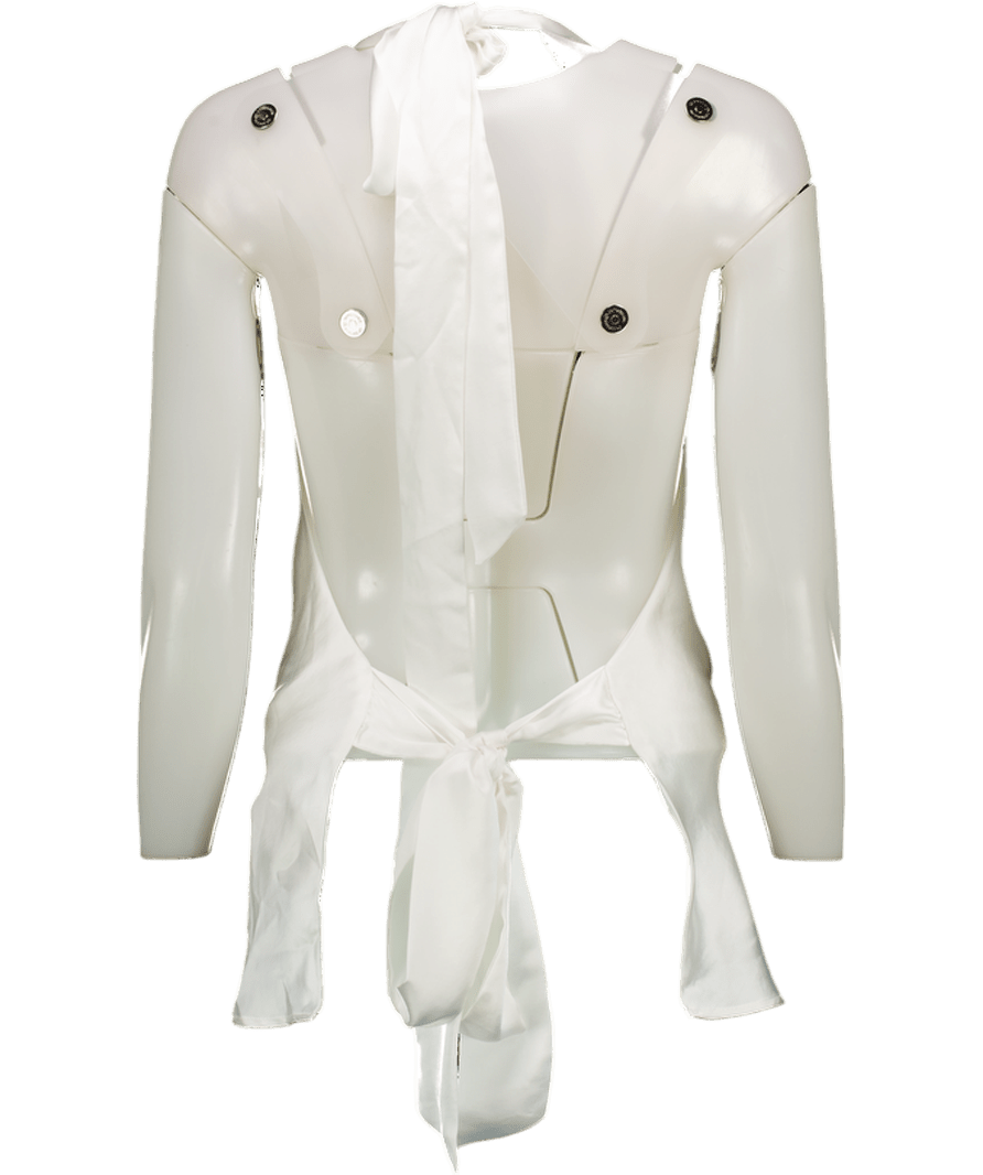 ZARA Ivory White Satin Tie Back Halter Top UK S - Reliked