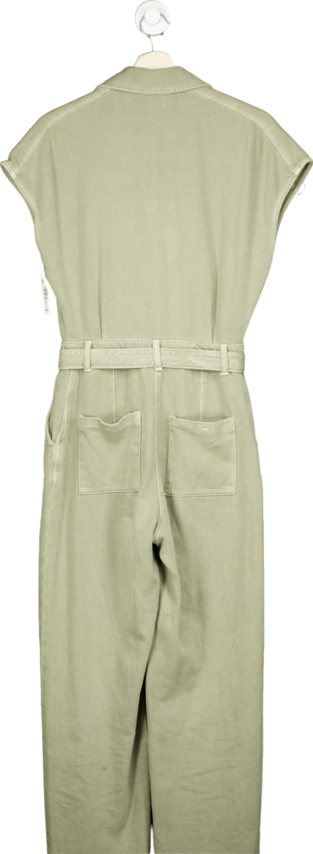 ZARA Khaki Cotton Utility Jumpsuit UK XS - Reliked