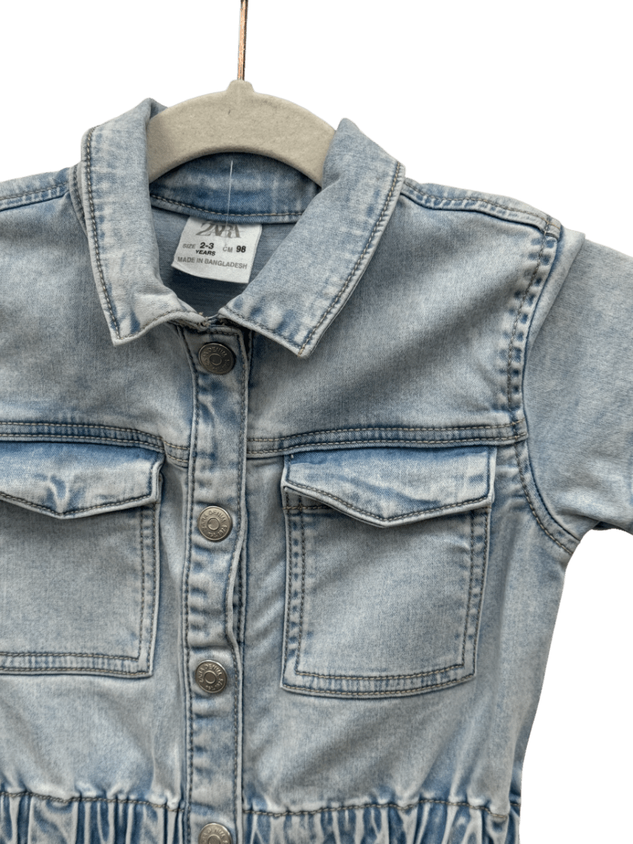 ZARA KIDS Blue Chambray Playsuit 2 Years - Reliked