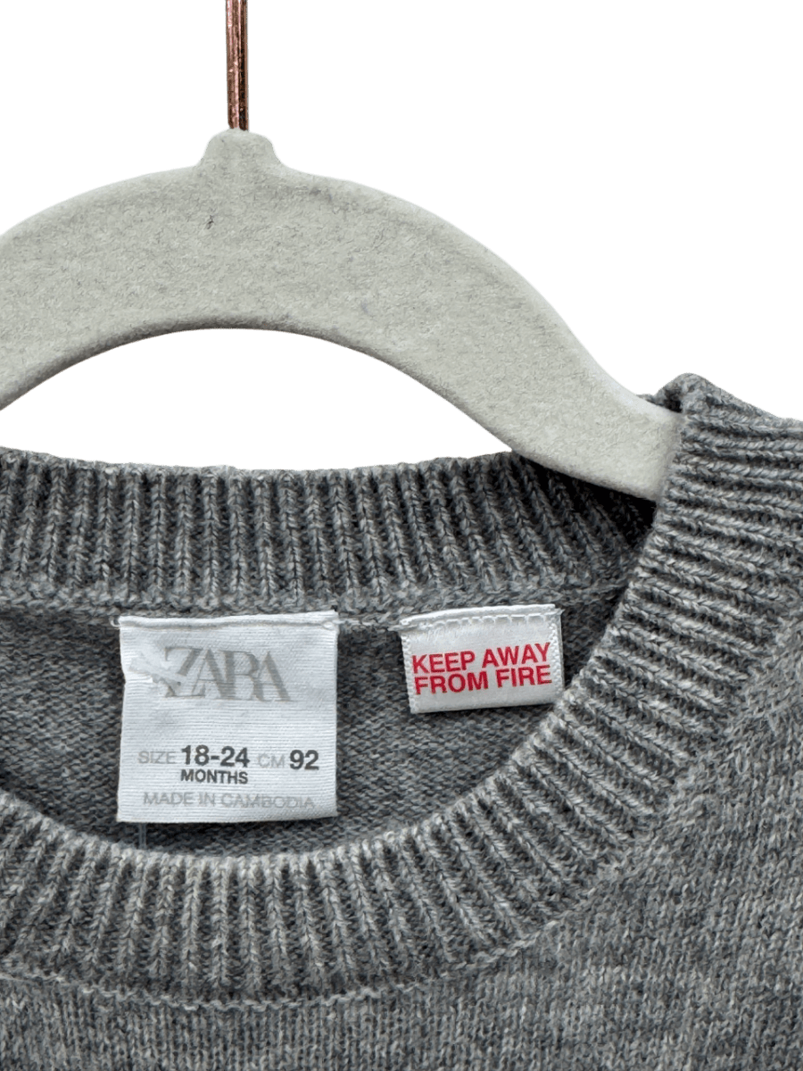 ZARA KIDS Grey 100% Cashmere Sweater 18 - 24 Months - Reliked