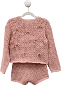 ZARA KIDS Pink 2 - piece Bow Detail Open Knit Jumper And Shorts Set 6 Years - Reliked
