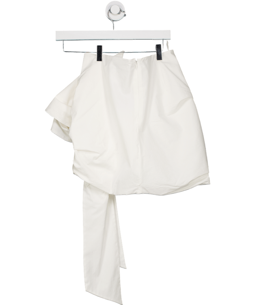 ZARA Ltd.edition Collection White Bow Detail Mini Skirt - Ivory White UK S - Reliked