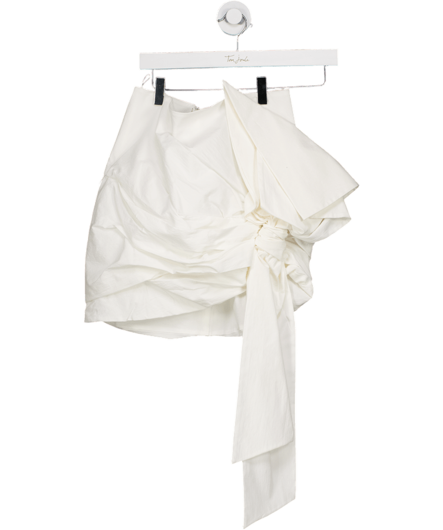 ZARA Ltd.edition Collection White Bow Detail Mini Skirt - Ivory White UK S - Reliked