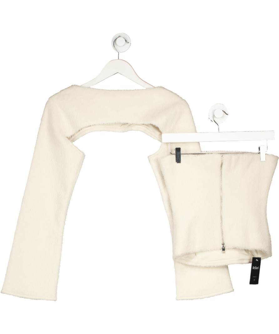 ZARA Ltd.Edition Cream Fur Strapless Corset Top with shrug UK XS - Reliked