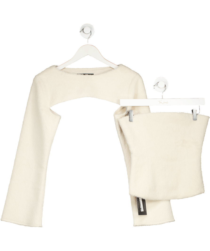 ZARA Ltd.Edition Cream Fur Strapless Corset Top with shrug UK XS - Reliked