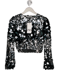 ZARA Metallic Ltd.Edition silver Sequin Crop Top UK XS - Reliked