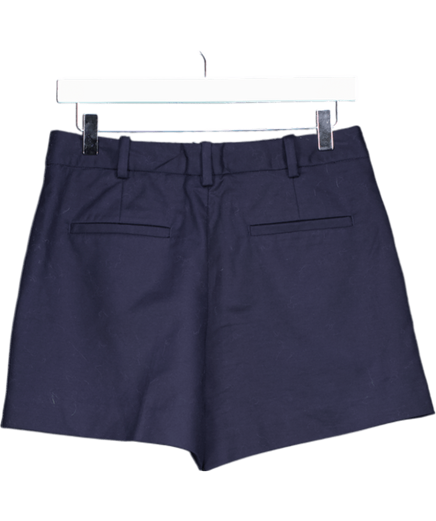 ZARA Navy Blue Darted Bermuda Shorts UK S - Reliked