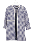 ZARA Navy Blue / White Longline Tweed Coat UK XS - Reliked