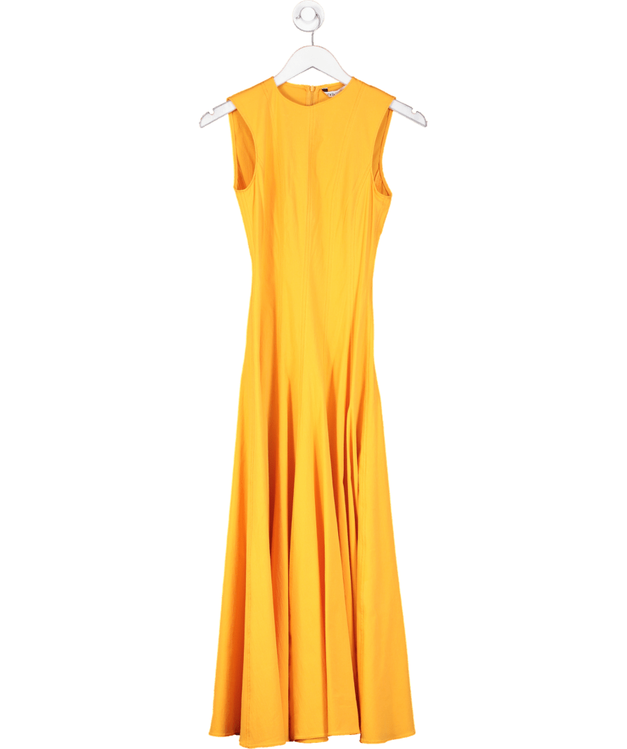 ZARA Orange Flounce Skirt Midi Dress UK XS - Reliked
