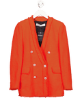 ZARA Orange / Red Embellished Button Tweed Blazer UK XS - Reliked