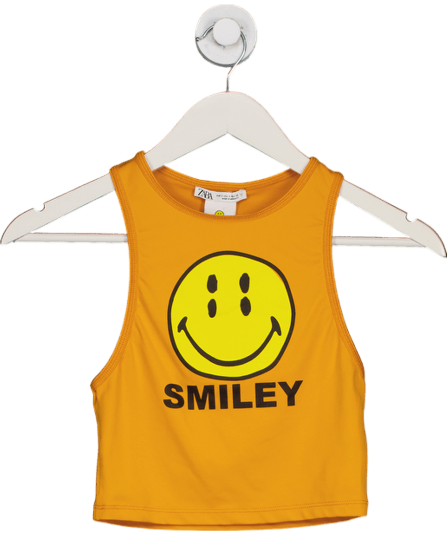 ZARA Orange Smiley Crop Top UK S - Reliked