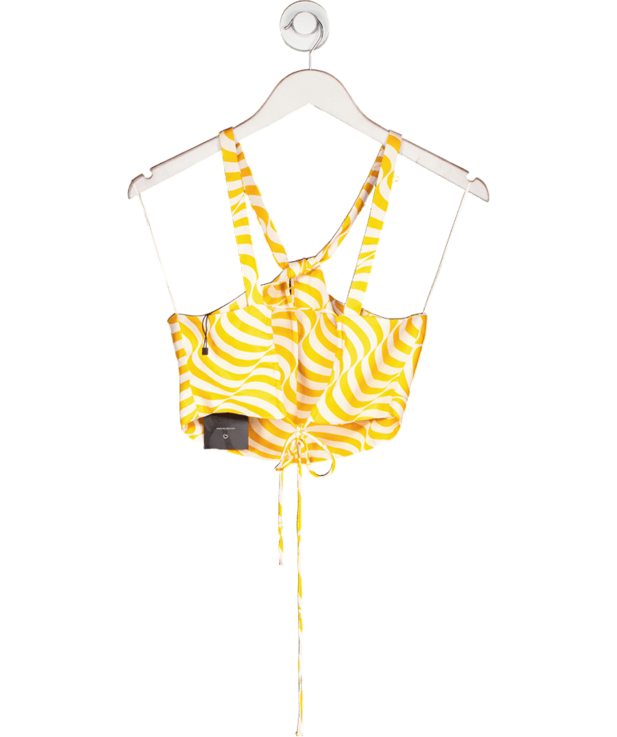 ZARA Orange / White Satin Tie Back Crop Top UK S - Reliked