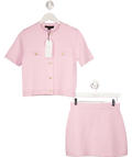 ZARA Pink 2 - piece Short Sleeve Knit Cardigan And Skirt Set UK S - Reliked