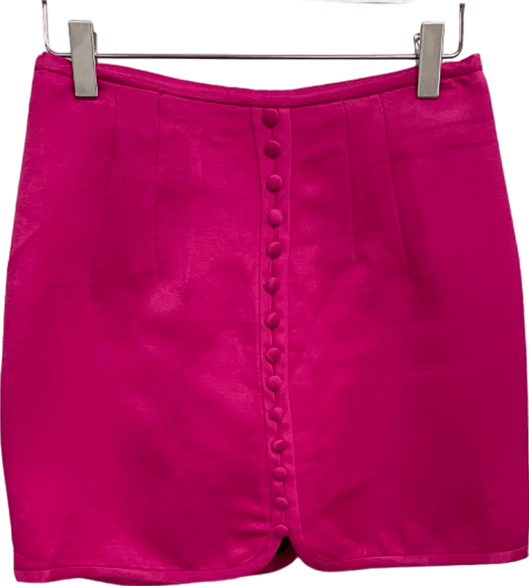 Zara Pink Button front Mini skirt UK XS - Reliked