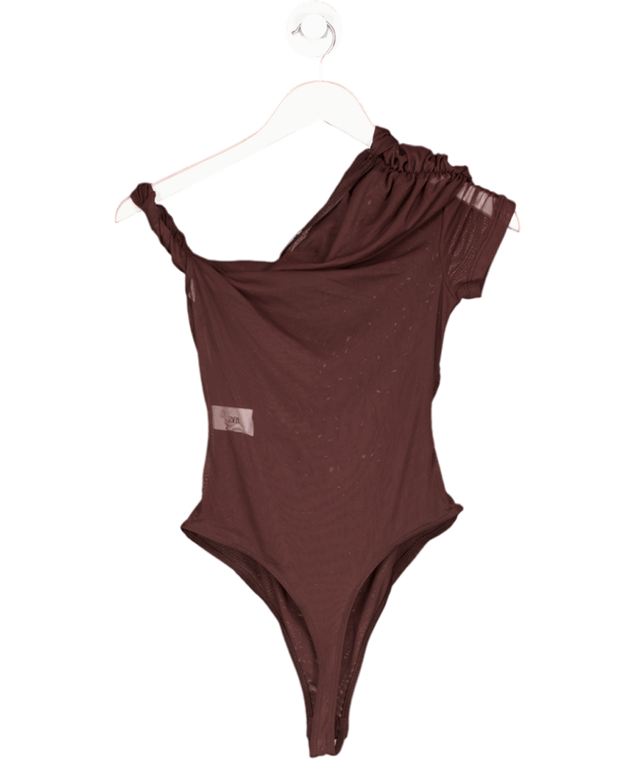 ZARA Purple Asymmetric Ruched Mesh Body - suit UK M - Reliked