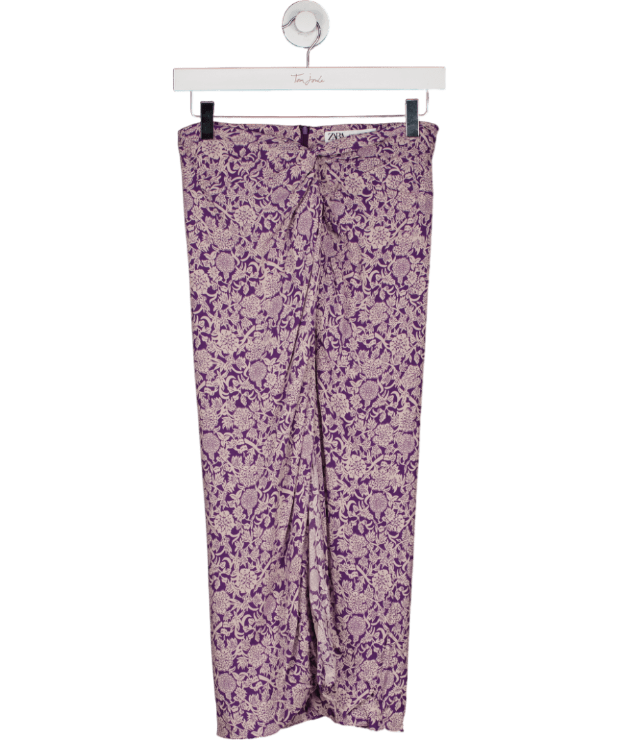 ZARA Purple Floral Midi Skirt UK XS - Reliked