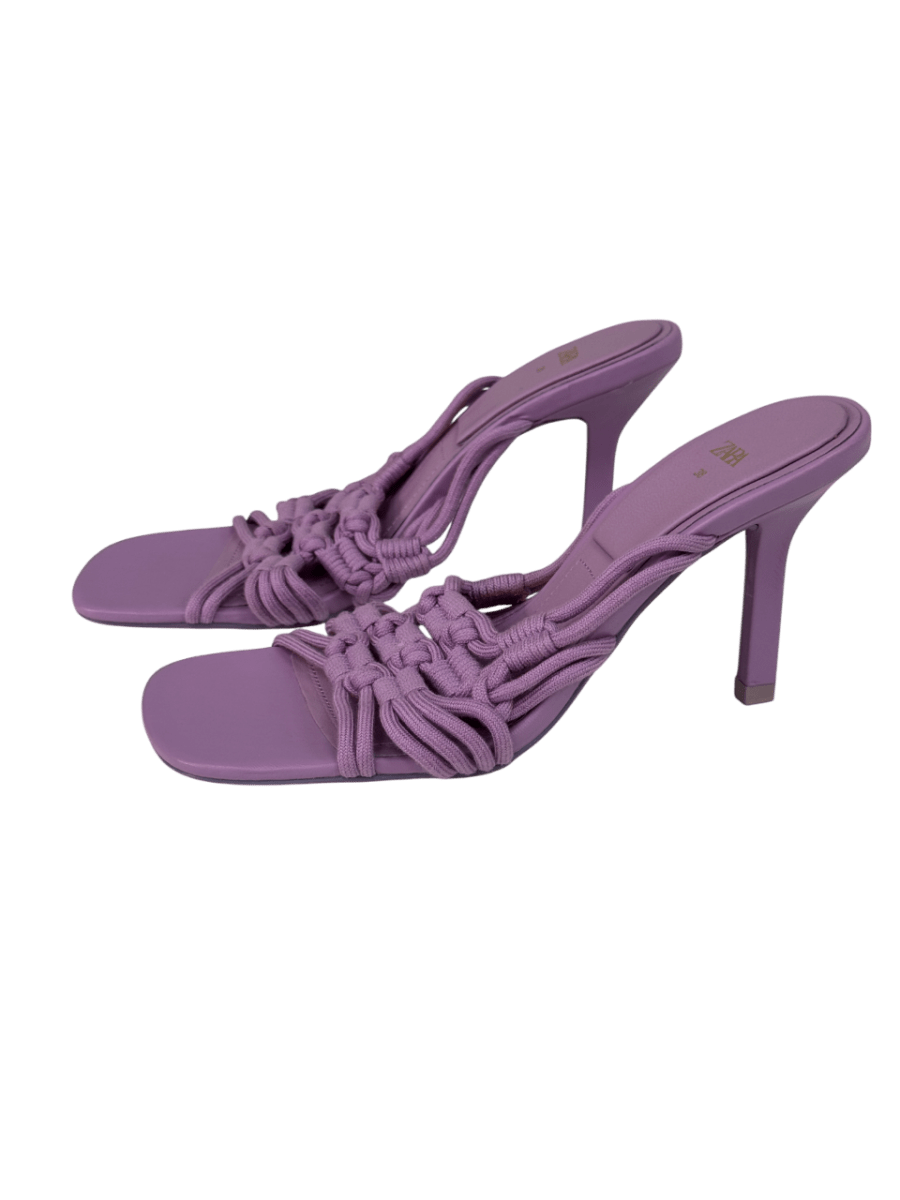 ZARA Purple Lilac Woven Kitten Heel Mules UK 5 EU 38 👠 - Reliked